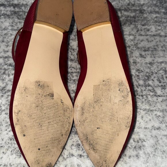 Chelsee Burgundy Pointed-Toe Flats with Ankle Strap – Size 9 - Picture 5 of 5
